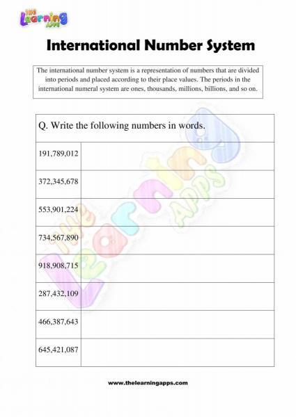 International Number System - Grade 3 - Activity 10