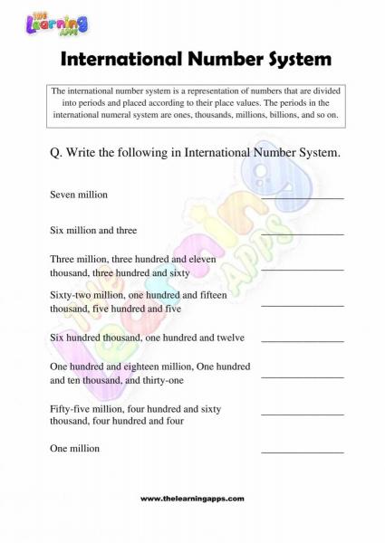 International Number System - Grade 3 - Activity 6