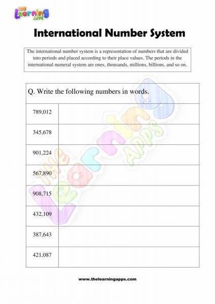 International Number System - Grade 3 - Activity 7