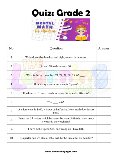 Mental Math Grade 2 09