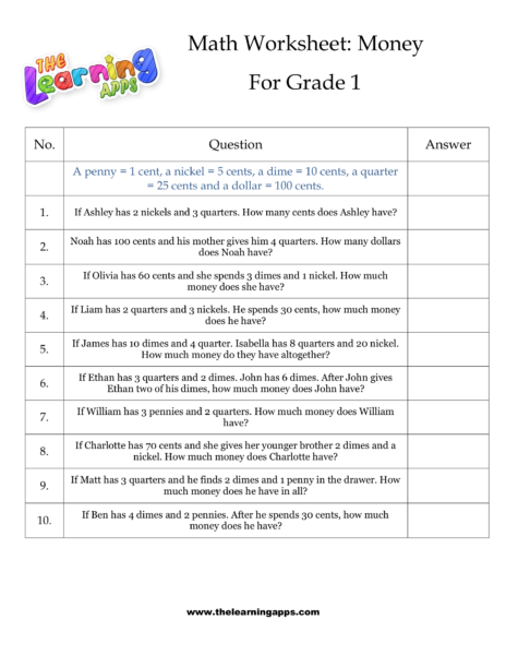 Money Worksheet 01