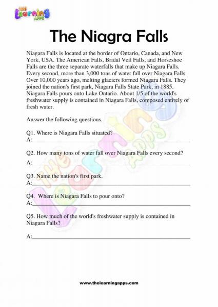 Non Fiction Reading Passages - Grade 1 - The Niagra Falls