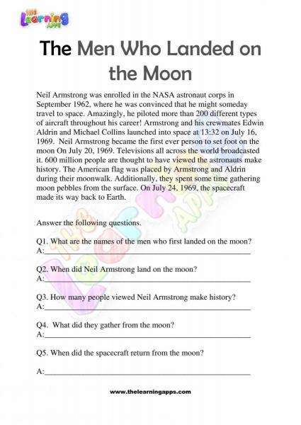 Non Fiction Reading Passages - Grade 2 - The Man who landed on the Moon