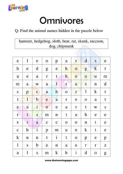 Omnivores Worksheets for Grade 3 – Activity 5