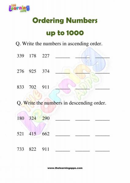Ordering Numbers - Grade 3 - Activity 10