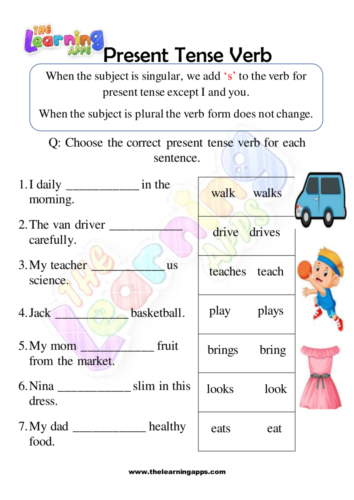 Present Tense Verb Worksheet 05