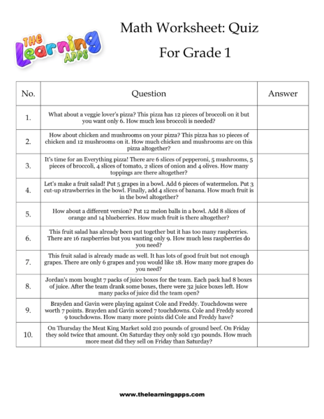 Quiz Worksheet 03