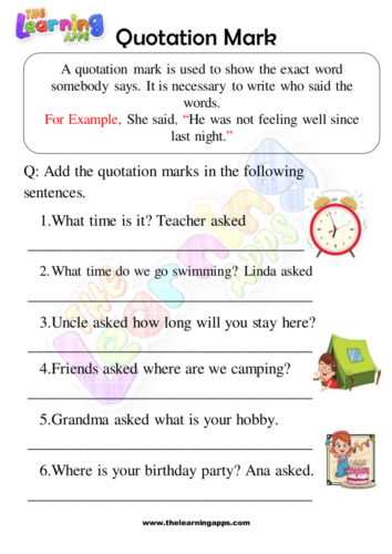 Quotation Marks Worksheets 04