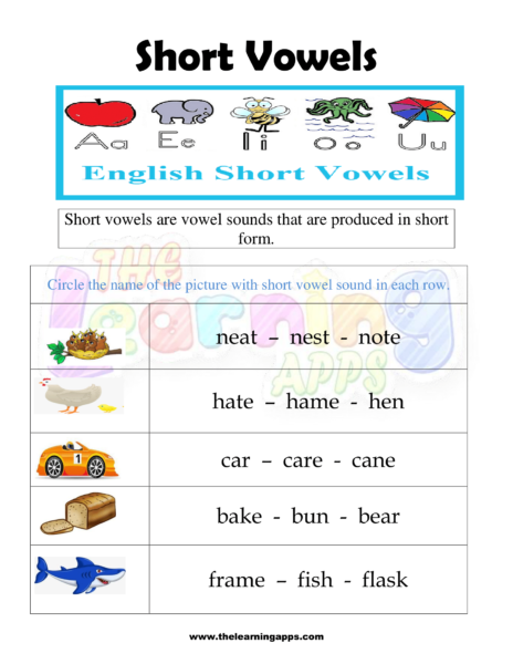 Short vowels Worksheet 09