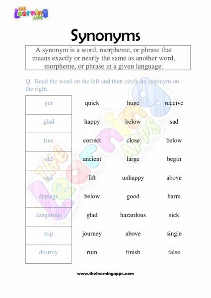 Synonyms - Grade 2 - Activity 2