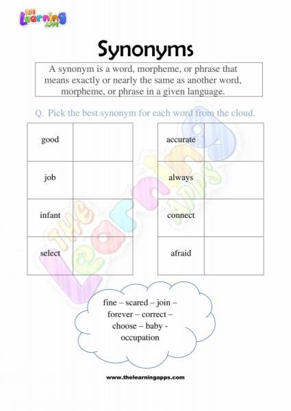 Synonyms - Grade 2 - Activity 3