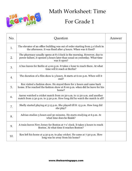 Time Worksheet 02