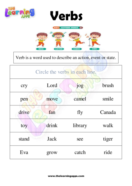 verb worksheet for grade 1