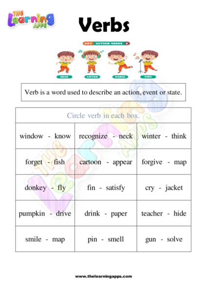 verb worksheet for grade 1