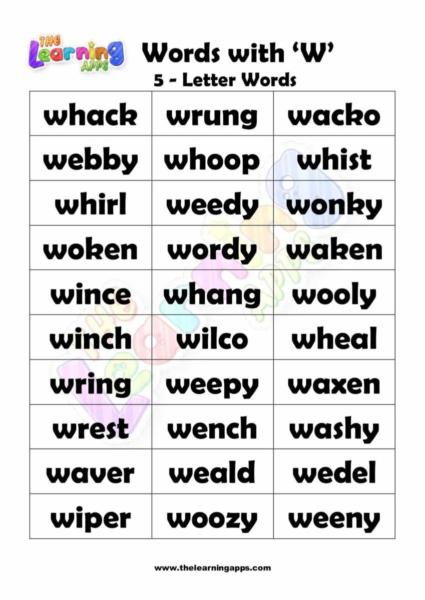 Words that Start with W 07